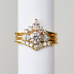 18ct yellow gold brilliant round cut trilogy lab grown diamond ring UK