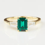 Lab Grown Emerald Cut Emerald Engagement Ring