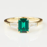 Lab Grown Emerald Cut Emerald Engagement Ring