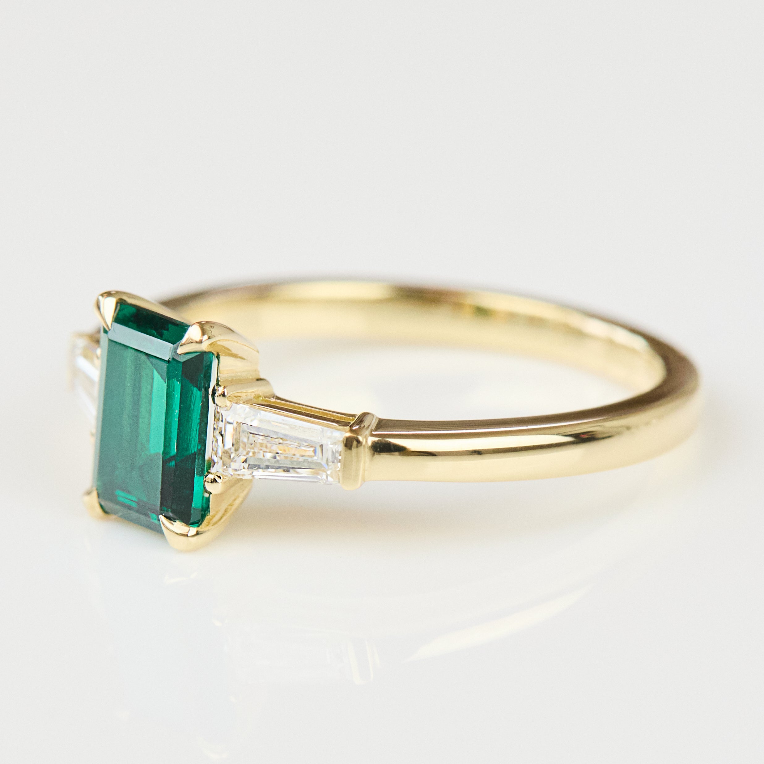 Lab Grown Emerald Cut Emerald Engagement Ring