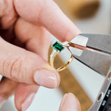 Lab Grown Emerald Cut Emerald Engagement Ring