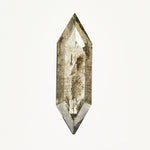 Light grey elongated hexagon rose-cut salt and pepper diamond.