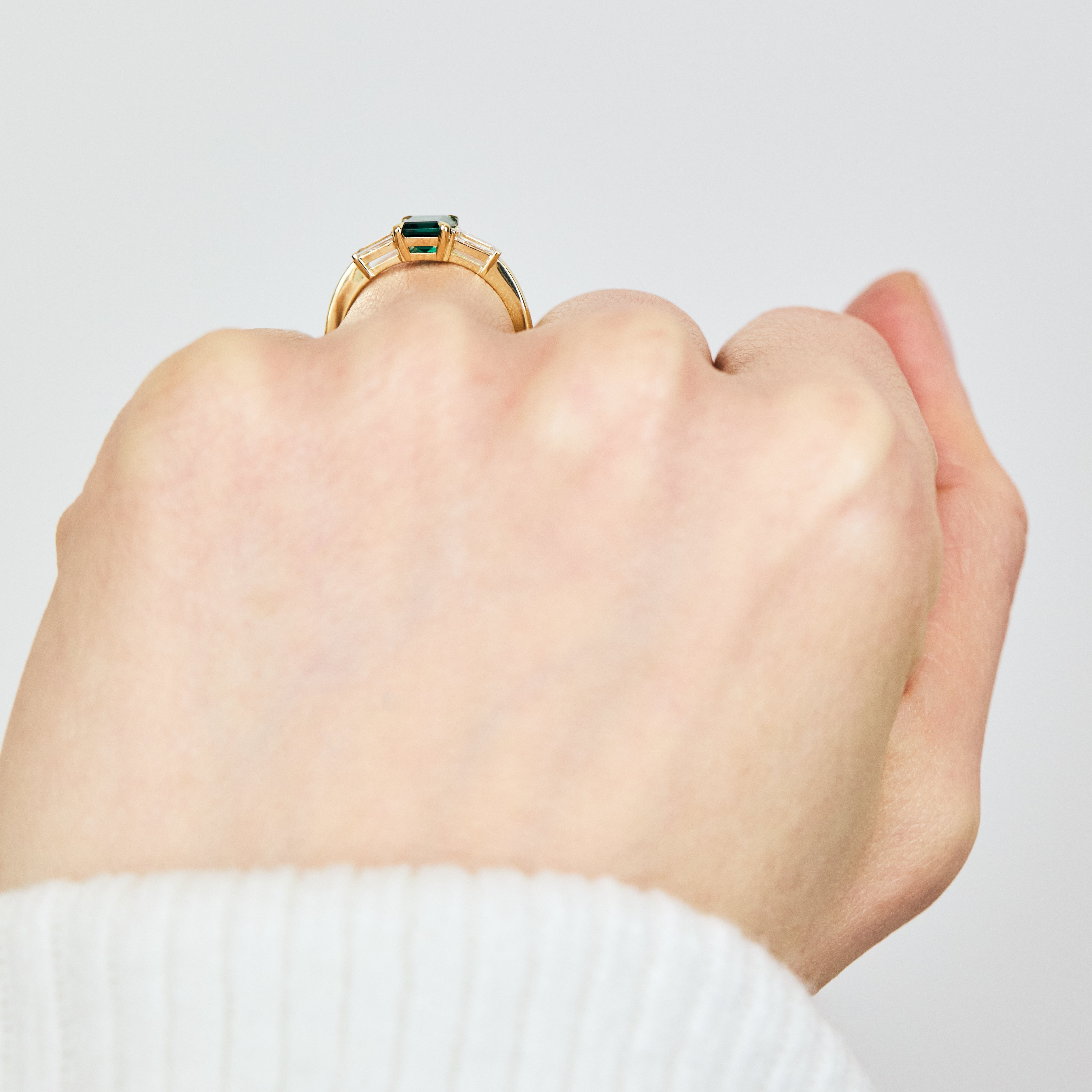 Lab Grown Emerald Cut Emerald Engagement Ring