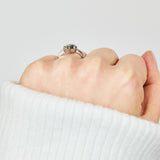 Pear Rose Cut Dark Salt and Pepper Diamond Solitaire Engagement Ring