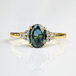 Oval Australian Green Sapphire Engagement Ring