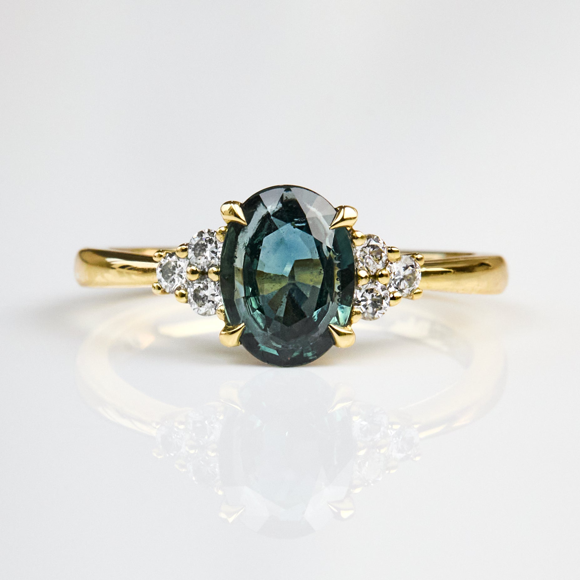 Oval Australian Green Sapphire Engagement Ring