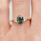 Oval Australian Green Sapphire Engagement Ring