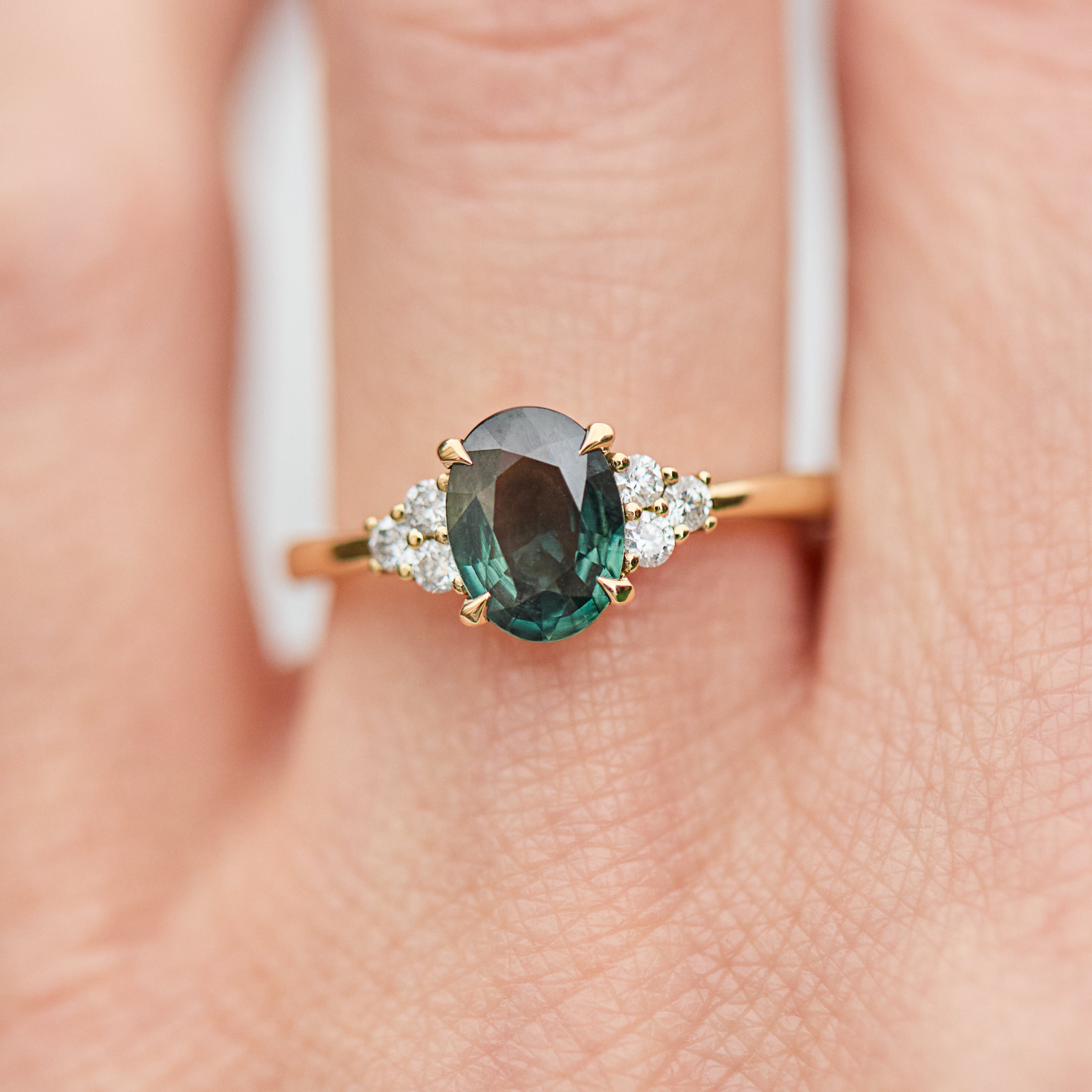 Oval Australian Green Sapphire Engagement Ring