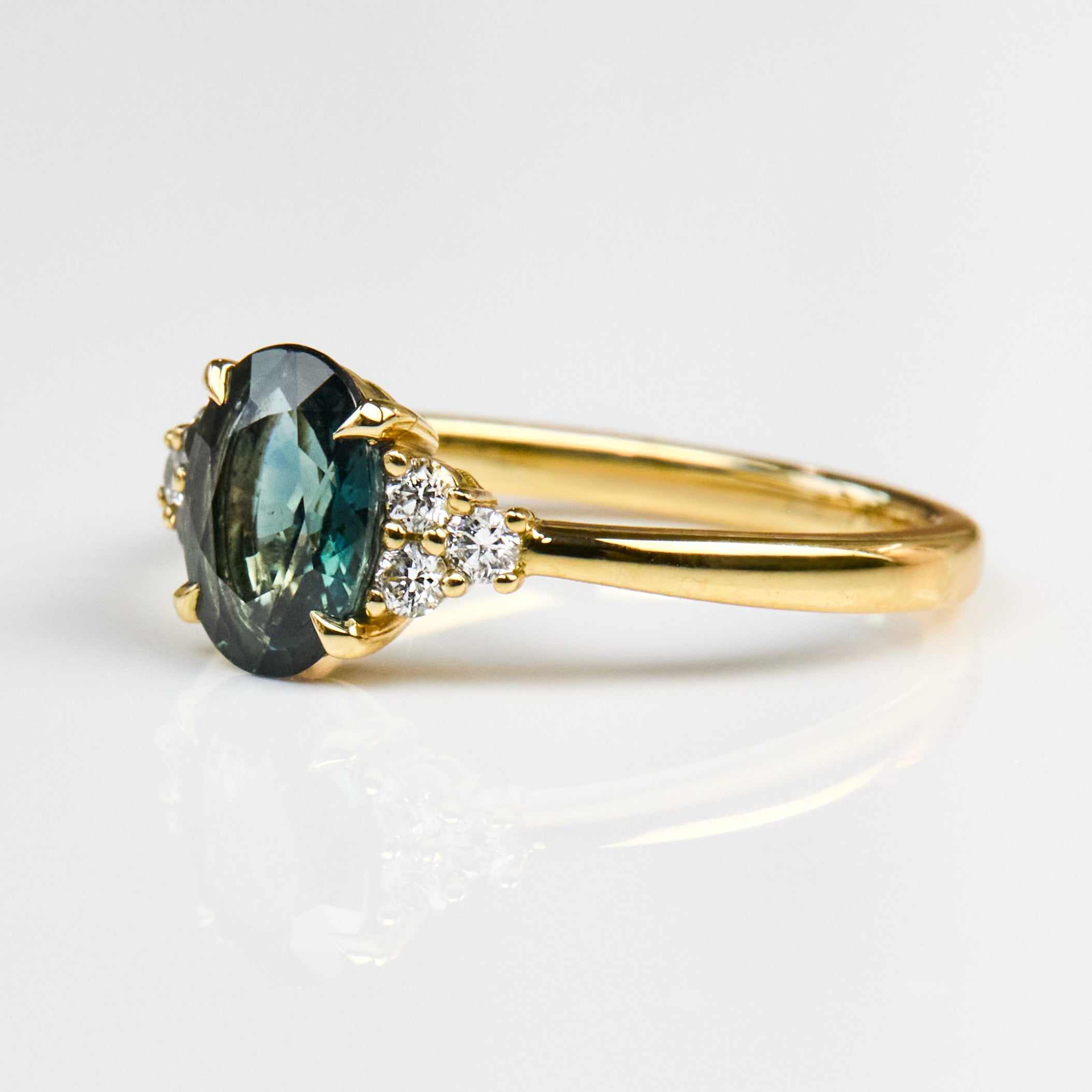 Oval Australian Green Sapphire Engagement Ring