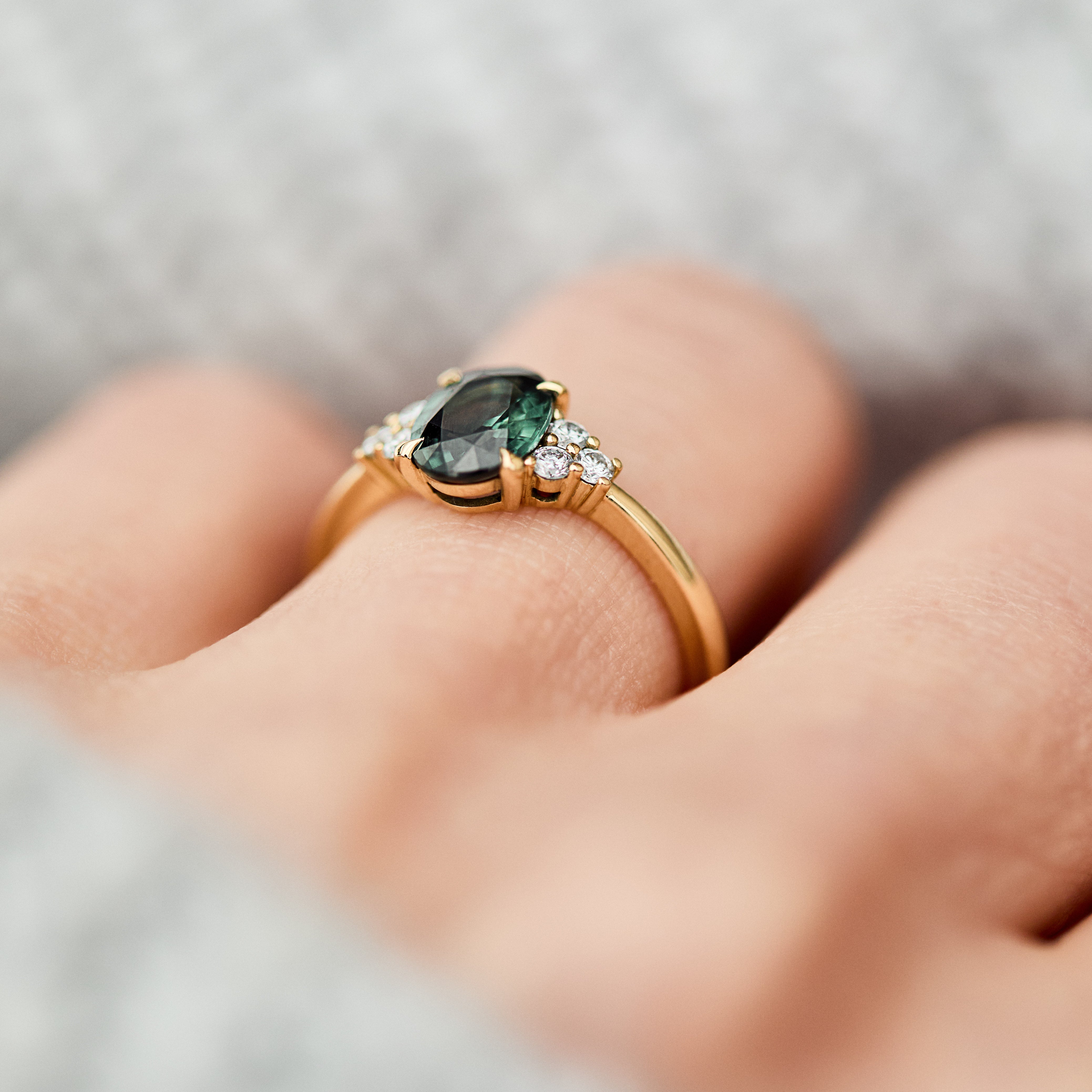 Oval Australian Green Sapphire Engagement Ring