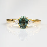 Oval Green Sapphire Engagement Ring