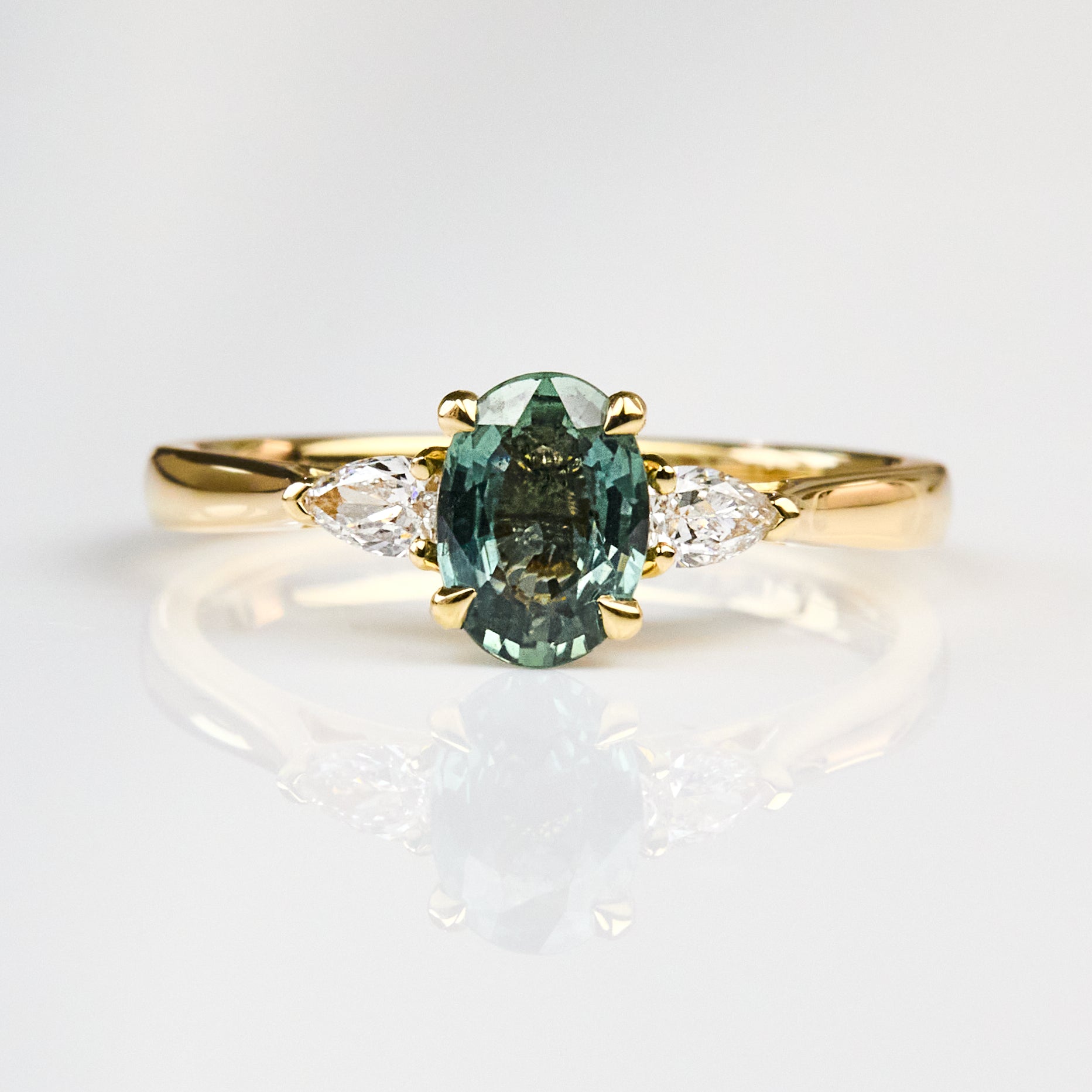 Oval Green Sapphire Engagement Ring