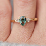 Oval Green Sapphire Engagement Ring