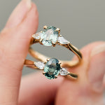 Oval Unheated Green Sapphire Engagement Rings