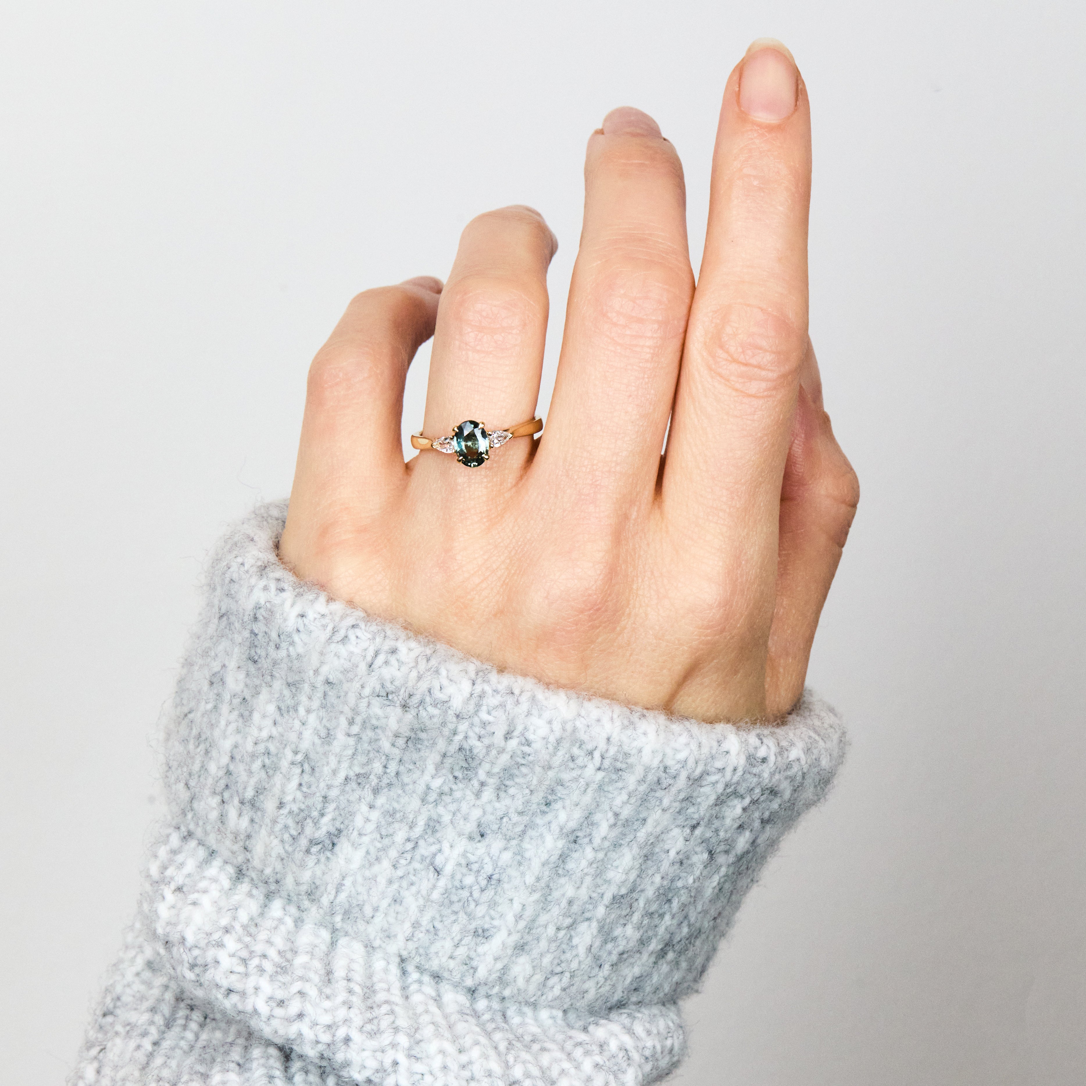Oval Green Sapphire Engagement Ring