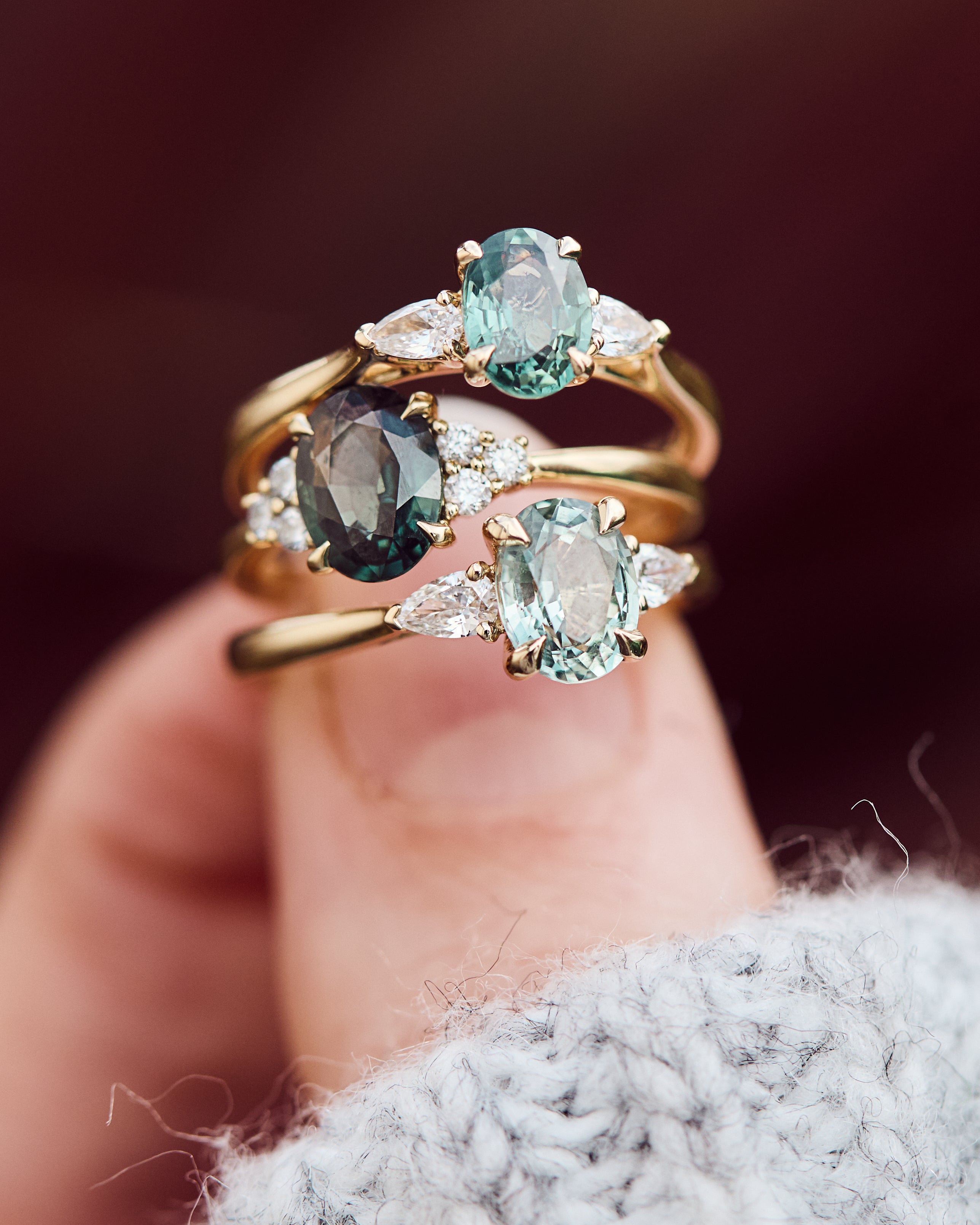 Oval Green Sapphire Engagement Rings