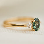 Oval Green Sapphire Engagement Ring