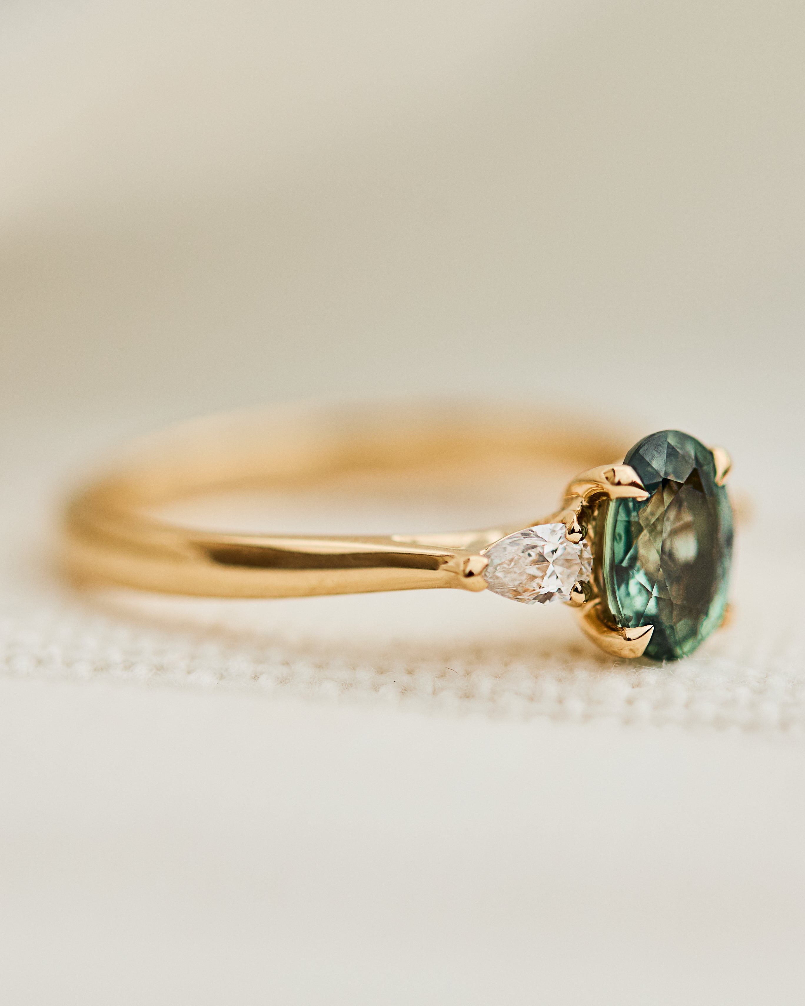Oval Green Sapphire Engagement Ring