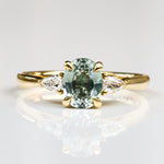 Oval Unheated Green Sapphire Engagement Ring