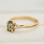 Oval Unheated Green Sapphire Engagement Ring