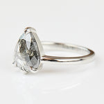 Pear Rose Cut Dark Salt and Pepper Diamond Solitaire Engagement Ring