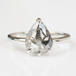 Pear Rose Cut Dark Salt and Pepper Diamond Solitaire Engagement Ring