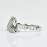 Platinum salt and pepper pear diamond engagement solitaire ring