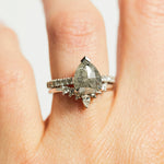 Platinum salt and pepper pear diamond engagement solitaire ring