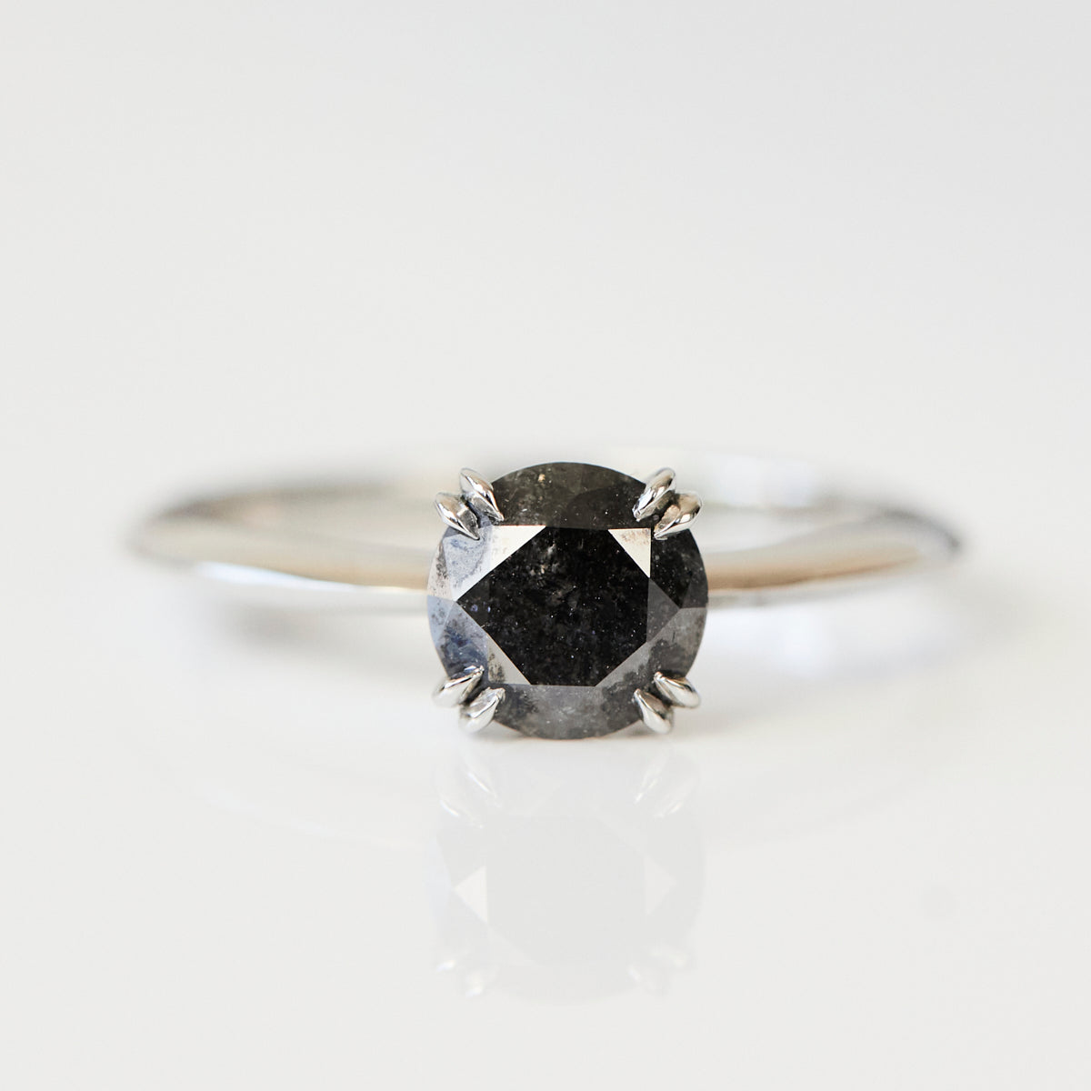 Round Black Salt & Pepper Diamond Engagement Ring