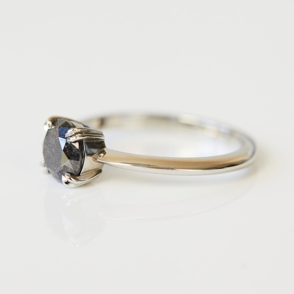 Round Black Salt & Pepper Diamond Engagement Ring