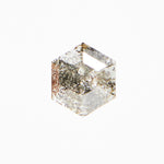 Hexagon rose-cut ethically sourced salt and pepper diamond.