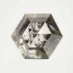 Handcrafted hexagon rose-cut natural salt and pepper diamond.