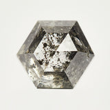 Handcrafted hexagon rose-cut natural salt and pepper diamond.