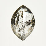 Modern marquise-shaped rose-cut salt and pepper diamond.