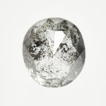 Handcrafted oval rose-cut natural salt and pepper diamond.