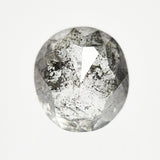 Handcrafted oval rose-cut natural salt and pepper diamond.
