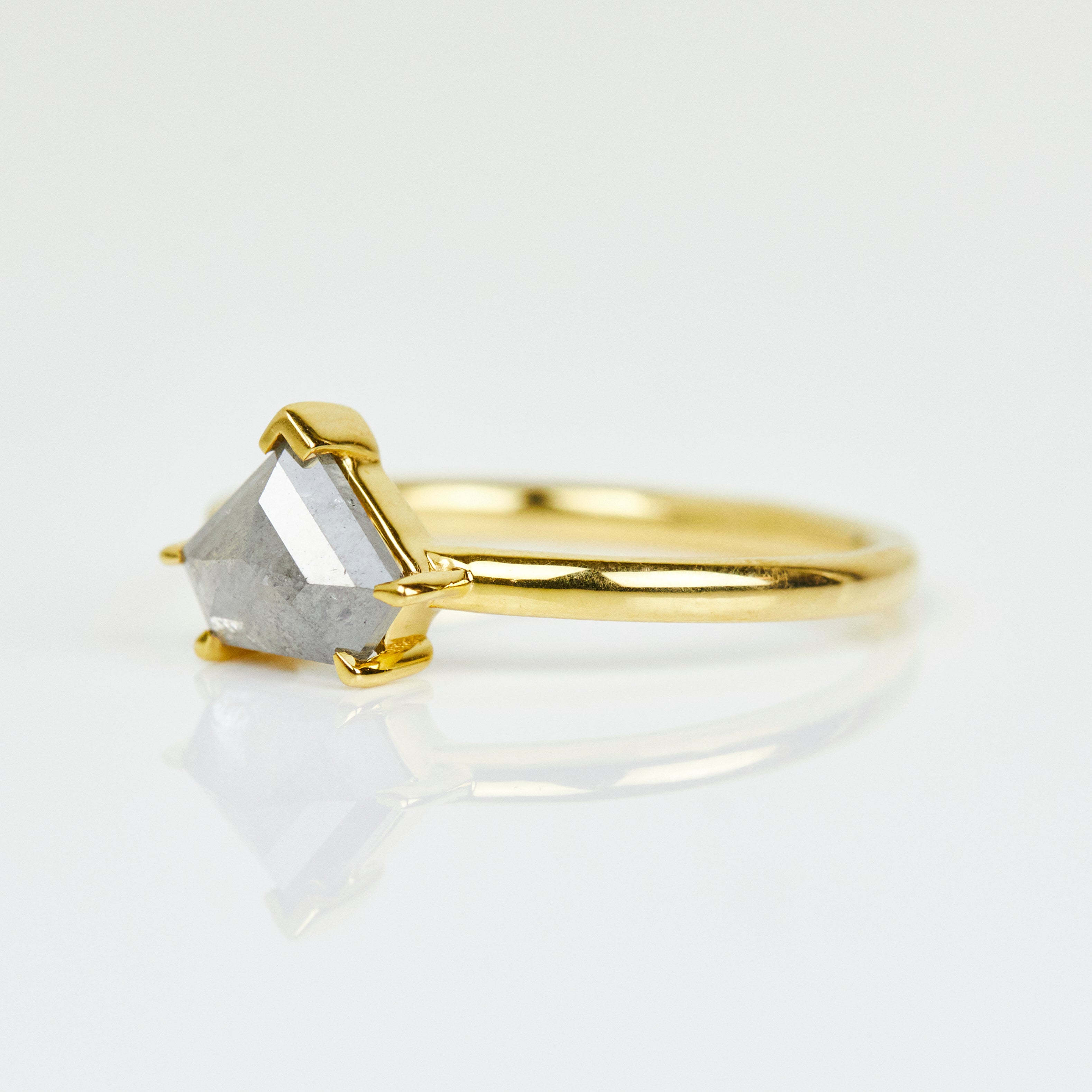 Shield Salt and Pepper Diamond Ring