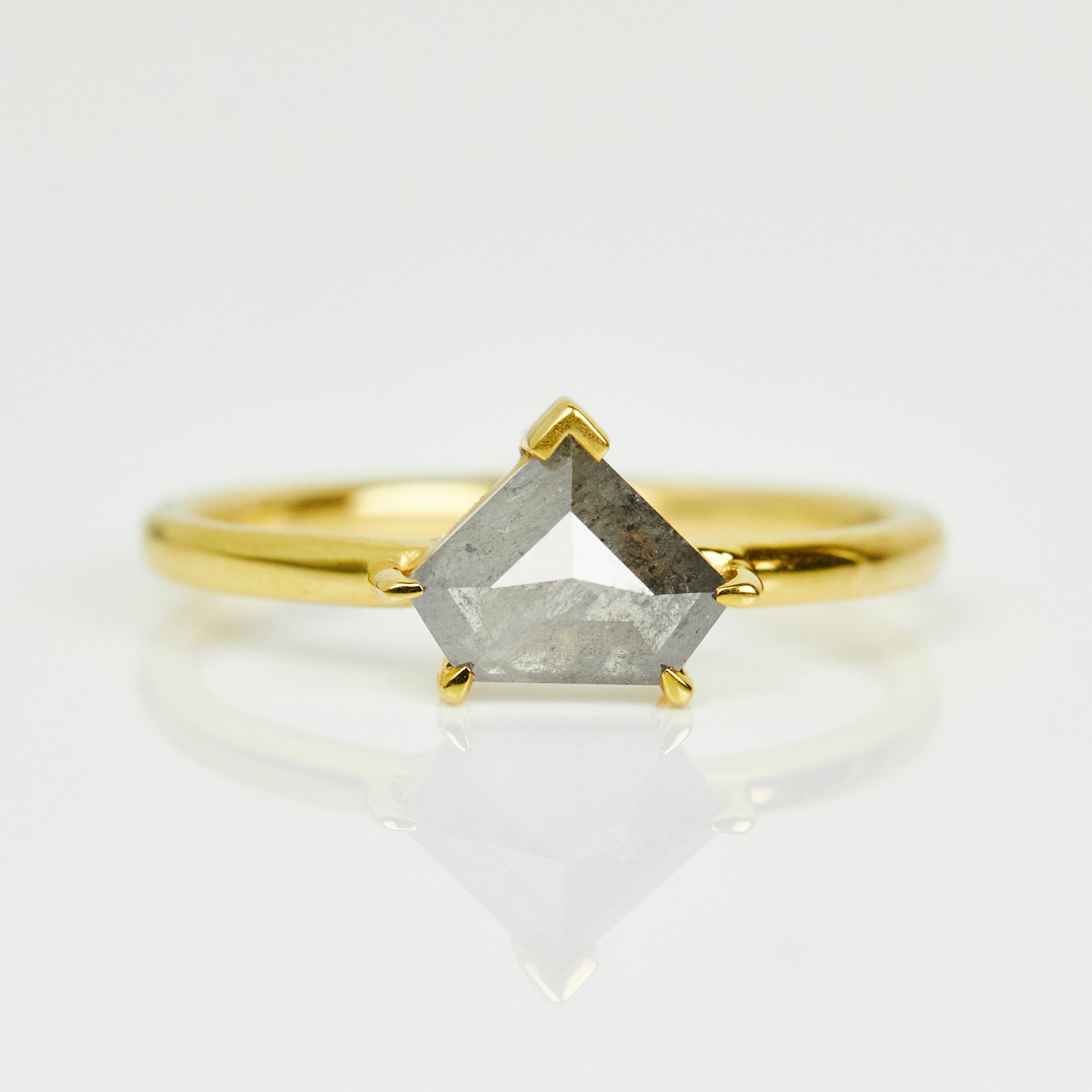 Shield Salt and Pepper Diamond Ring