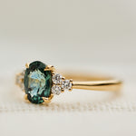 Oval Australian Green Sapphire Engagement Ring