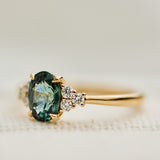 Oval Australian Green Sapphire Engagement Ring