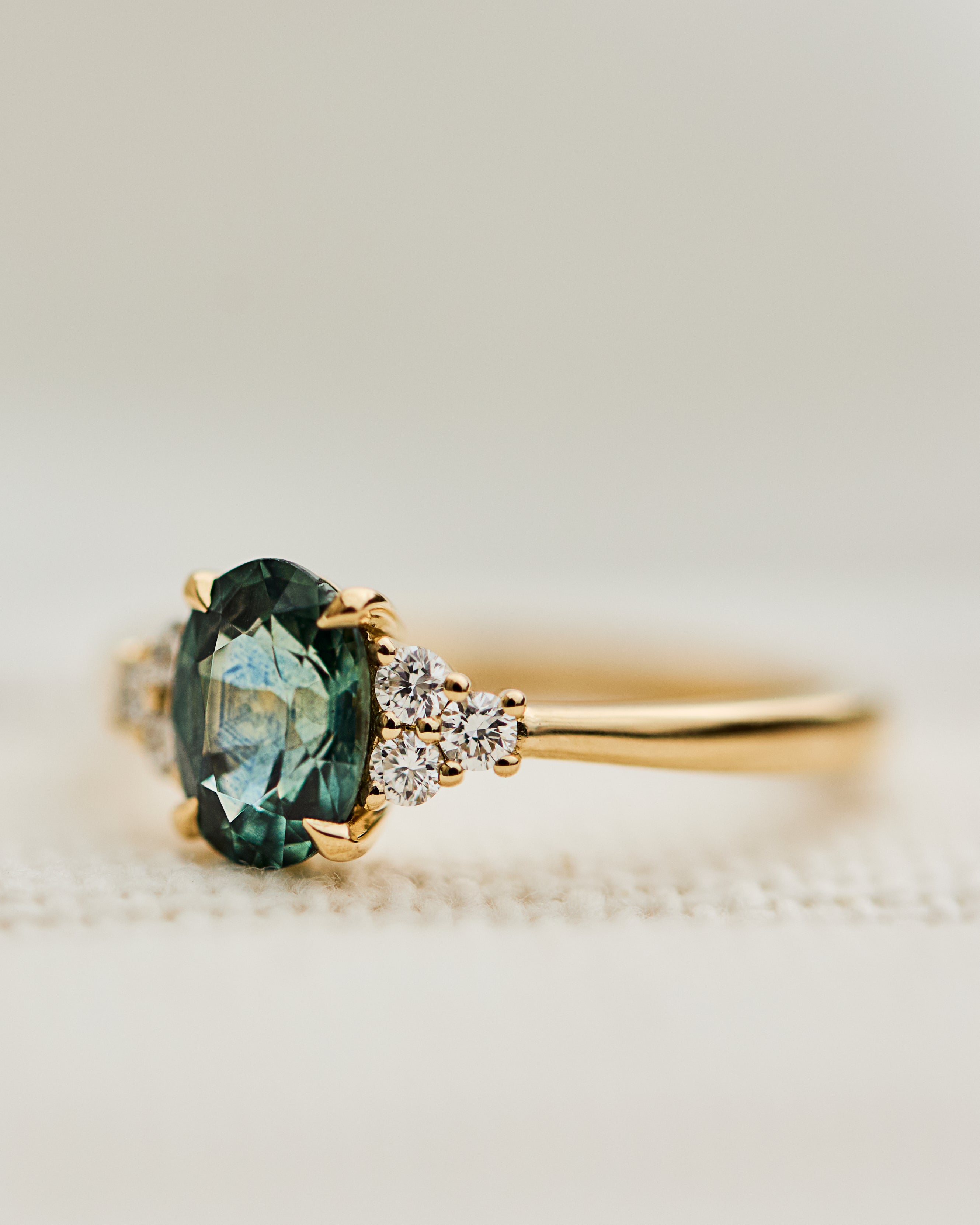 Oval Australian Green Sapphire Engagement Ring