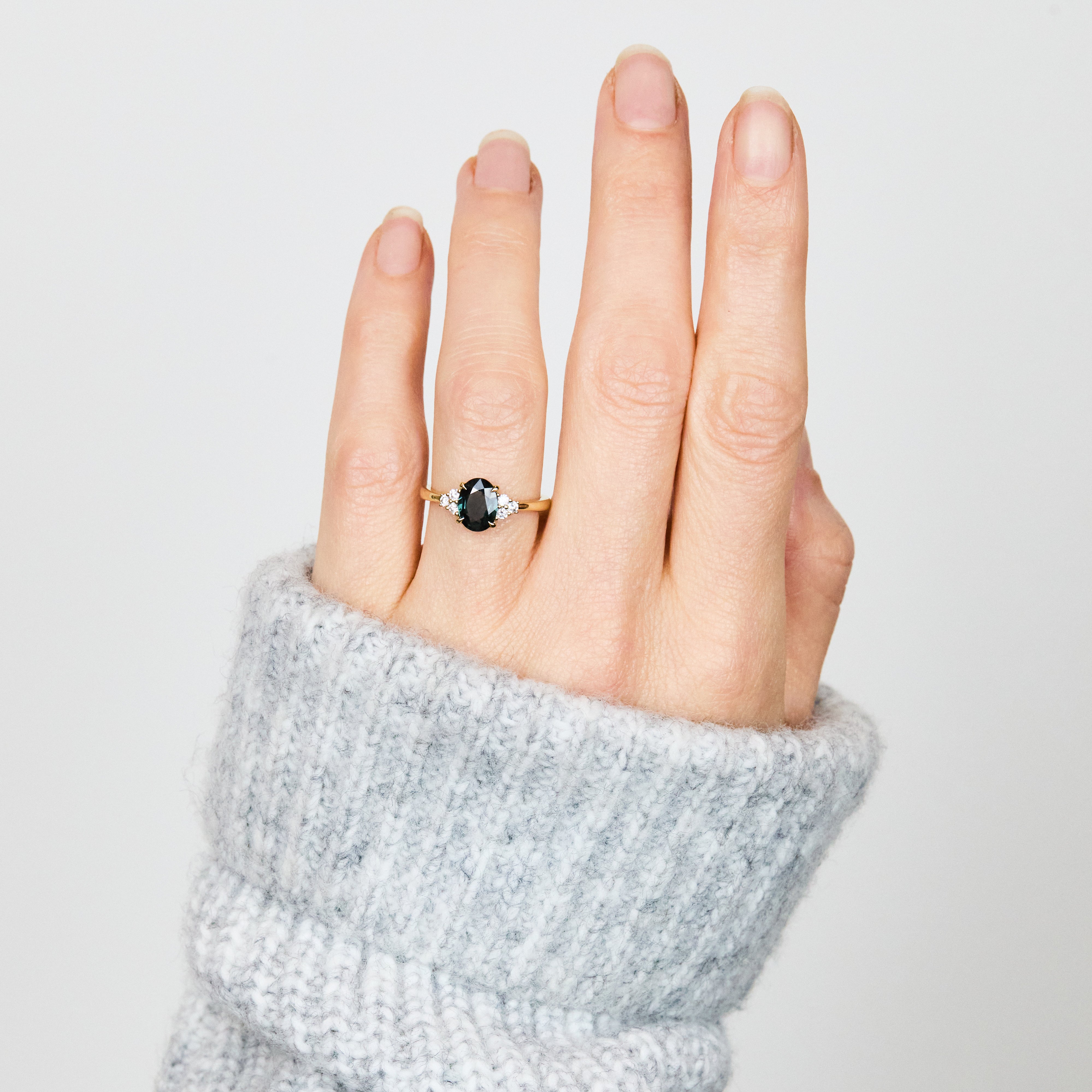Oval Australian Green Sapphire Engagement Ring