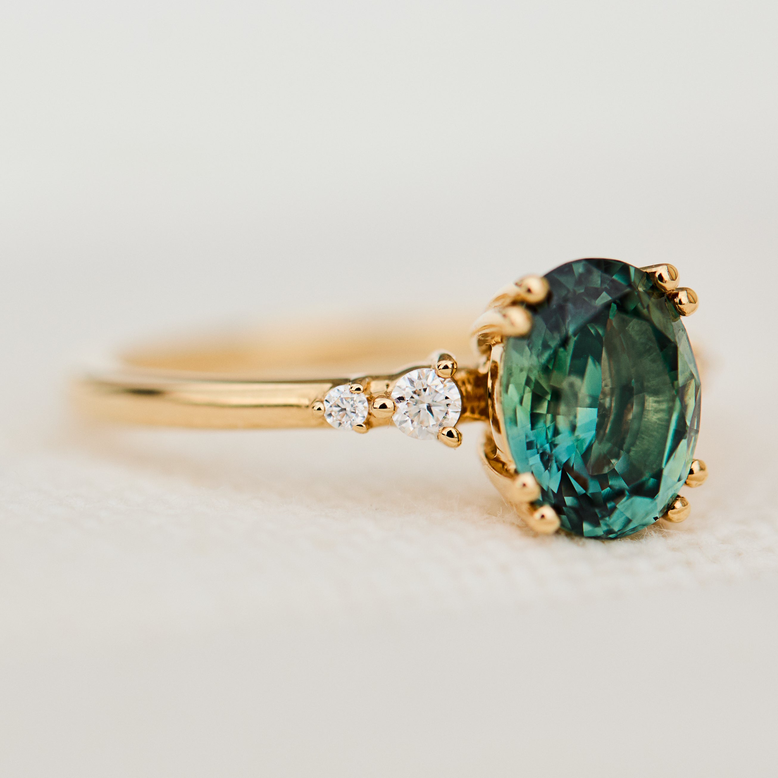 Oval Teal Montana Sapphire Engagement Ring