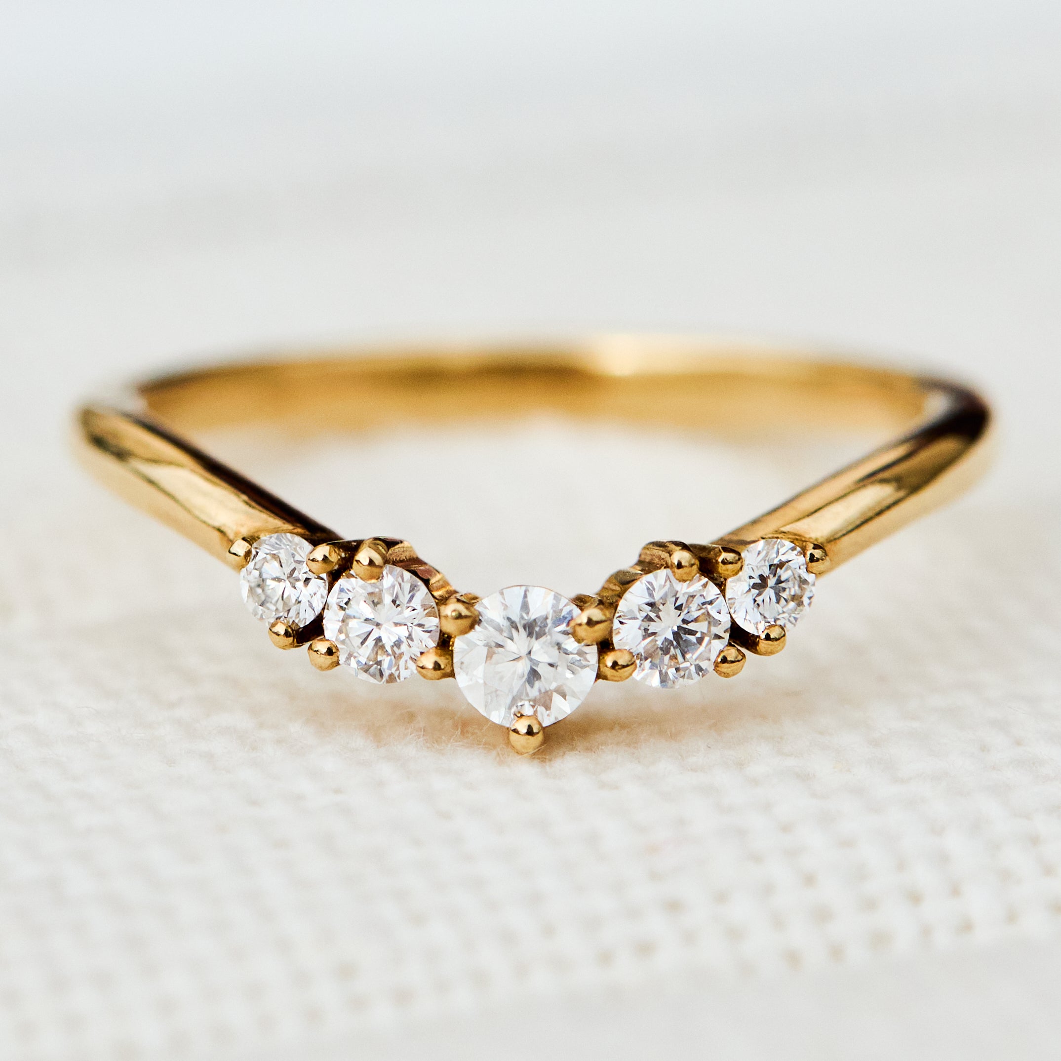 ariadne yellow gold five diamond wedding band