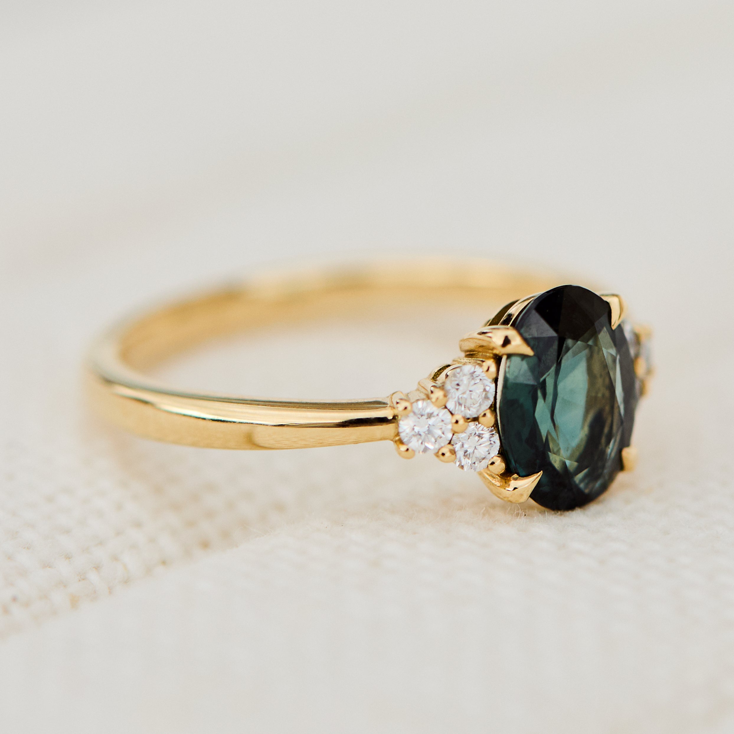 Oval Australian Green Sapphire Engagement Ring