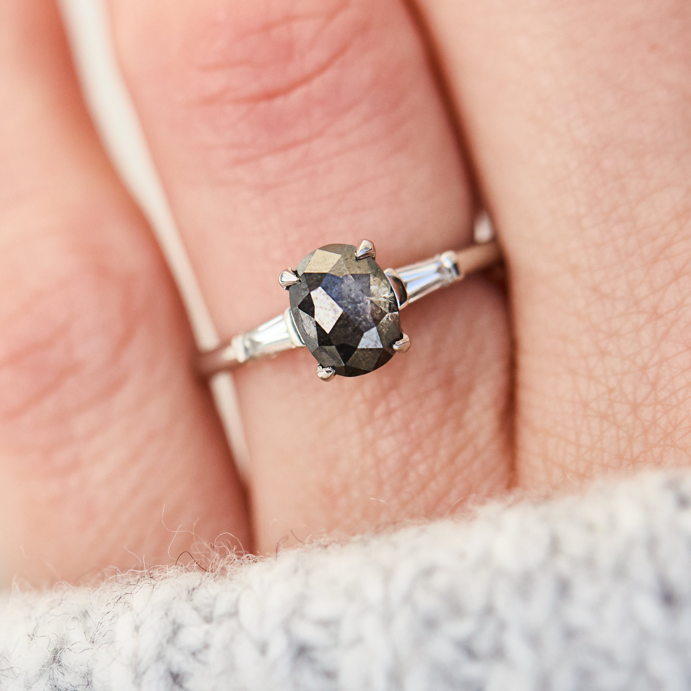 Salt and pepper engagement ring