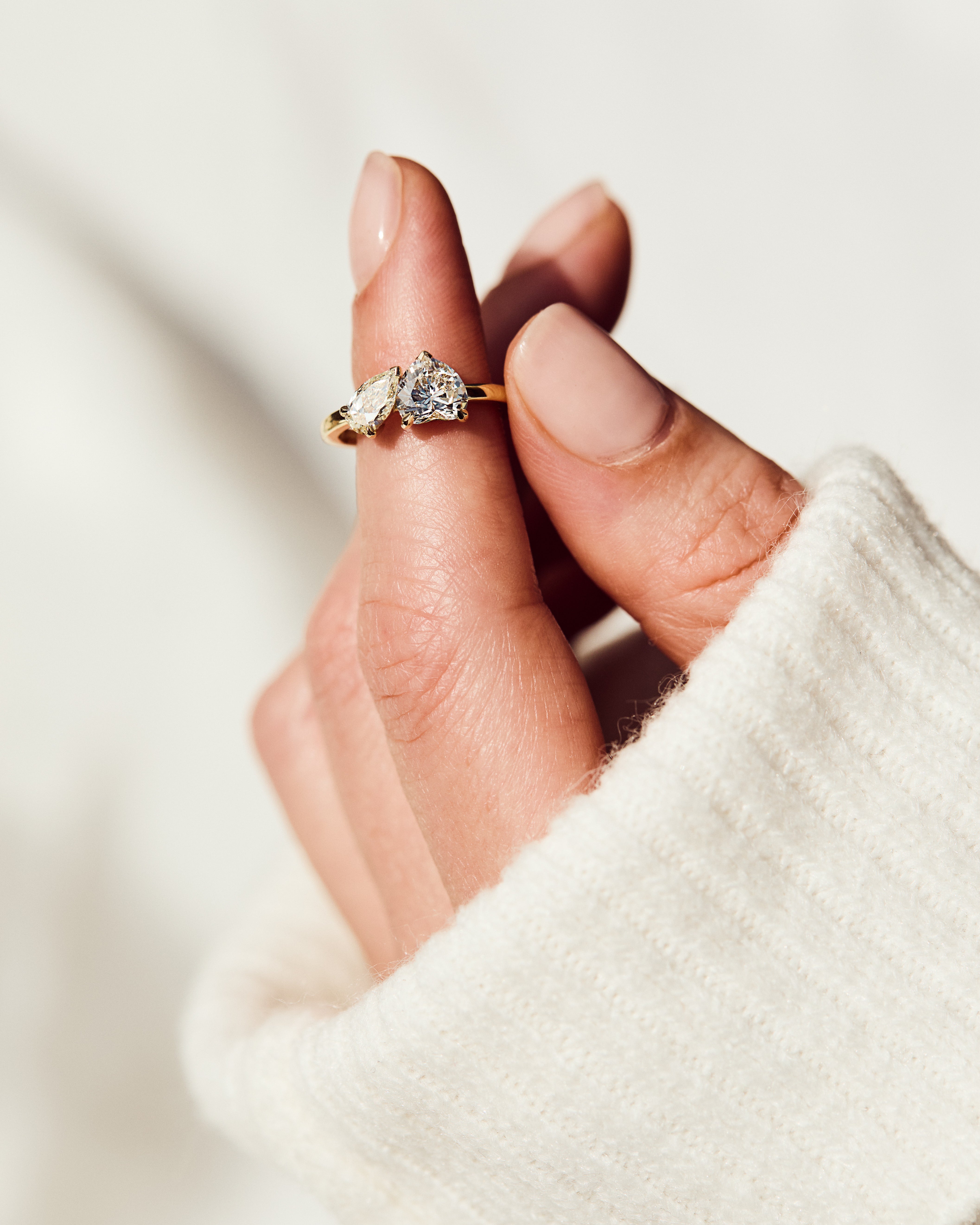 Heart & Pear Shape Natural Diamond Engagement Ring