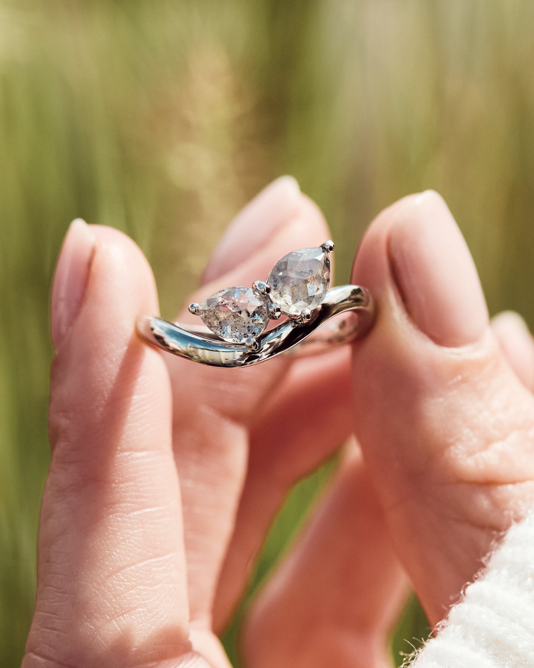 Salt and Pepper Diamond Engagement Ring