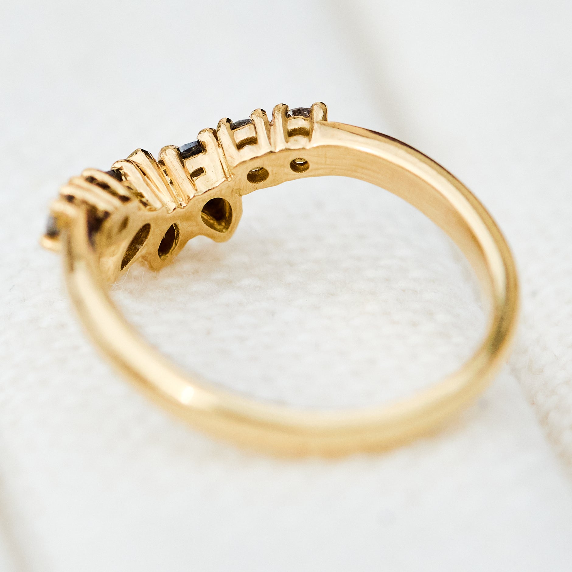 black diamond siren wedding band in yellow gold