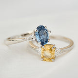 blue and yellow gemstone platinum rings